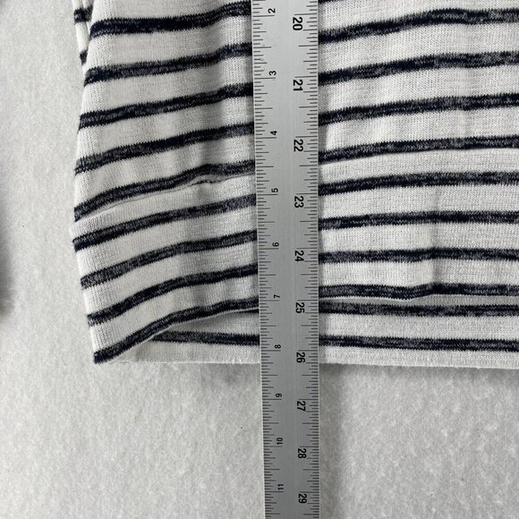 A New Day Sweater Womens Sz L White Striped Hooded Drop Shoulder Sleeve Pullover - Picture 5 of 12